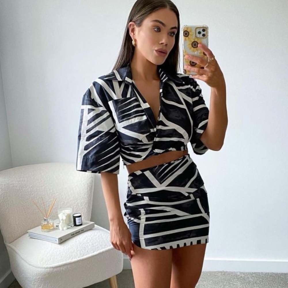 Zara black and white printed set